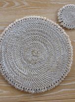 Whitewash Rattan Placemat and coaster