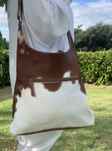Cowhide Slouch Shoulder Bag - Brown