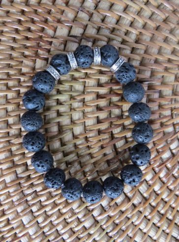 Black Lava Stone Bead Bracelet