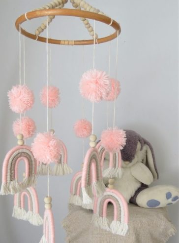 Baby Hanging Mobile - Peach