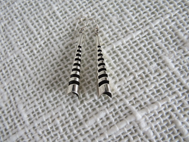 Sterling Silver Drops with Line Pattern