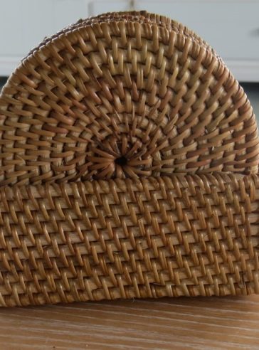 Natural Rattan Coasters in Holder set of 8