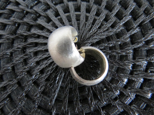 Brushed Silver "Huggie" Style Stud Earrings