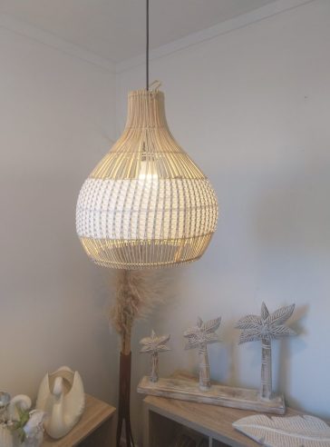 Samana Natural and White Pendant Lightshade - 40cm