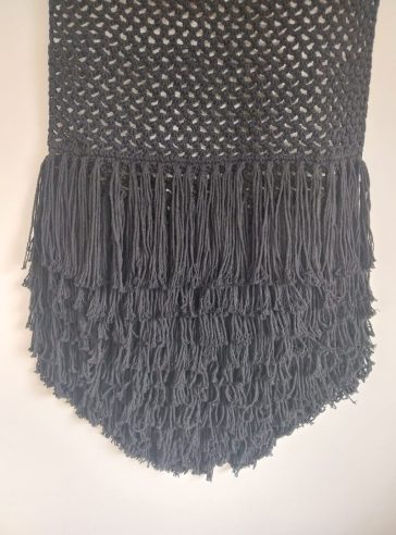 Macrame Wall Hanging with fringing. Black