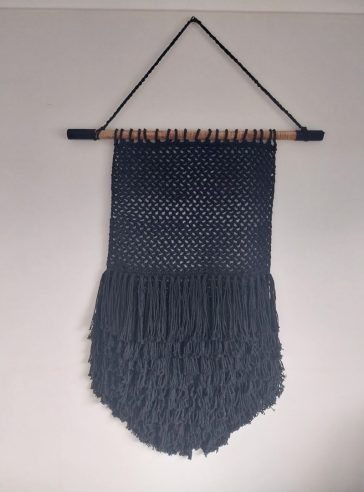 Macrame Wall Hanging with fringing. Black